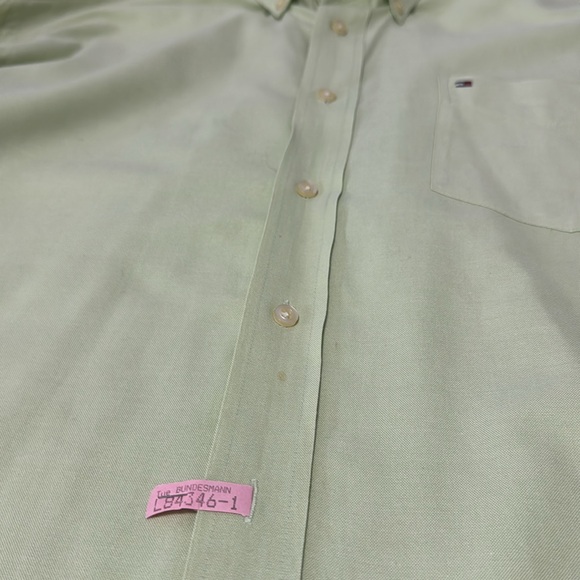 Men’s light mint green Tommy Hilfiger large dress shirt dry cleaned small stain - Picture 7 of 8